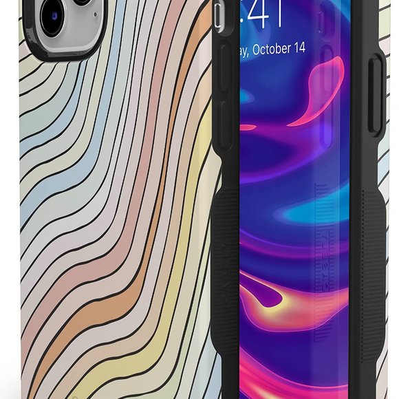iPhone 12 Pro Max Phone CaseRide The WavePastel Rainbow Lined Case